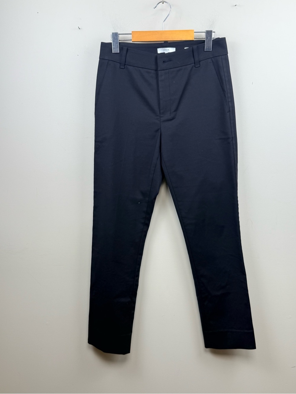 Vince black cotton blend slim dress pants